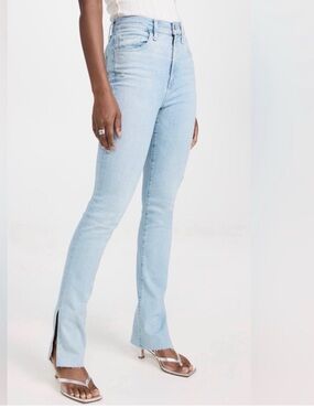 Valentina Favorite Daughter Light Blue High-Rise  Jeans with Ankle Slit